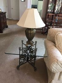 2 matching wrought iron and glass side tables Buy Them NOW $80 each