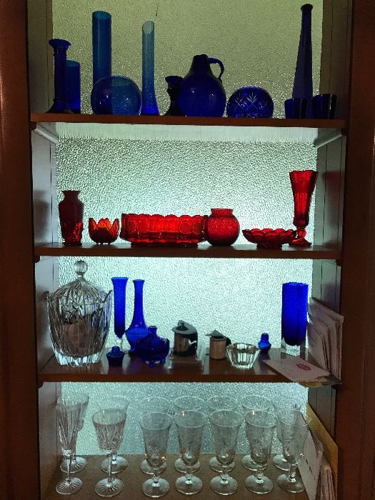 beautiful red and blue glass