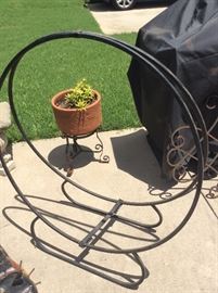 Iron log holder, planter with stand, iron decor