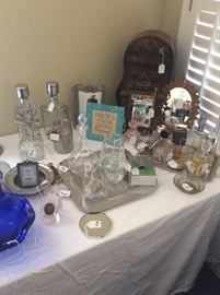 Misc., jewelry box, bathroom decor, perfumes, bar ware and frames