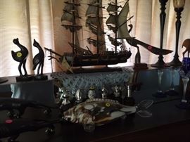Ship, Glass Fish, Candle Holders