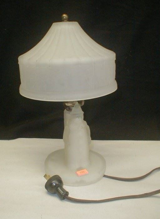 Old frosted glass kid's bedroom lamp