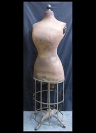 Antique life size dressmaker's mannequin with cast iron base (note the paw feet !)