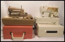 Miniatures: Singer Sewhandy sewing machine with case and Singer Little Touch and sew