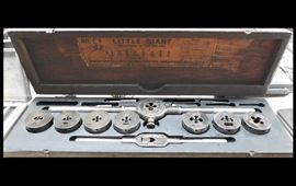 No. 5 and one half Little Giant box of assorted taps and dies from Greenfield Tap and Die Corporation, Greenfield, Massachusetts