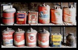 Oil cans including LeMans, Snobil, Polarine, Farm Oyl, Phillips 66 and more