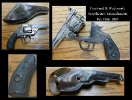 Antique Forehand and Wadsworth pistol and holster from Worchester Massachusetts . This gun has a Patent date of 1886-87.