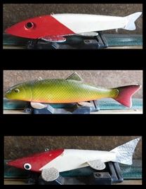 Three fishing decoys