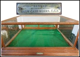 Antique Banner Table Top Show Case Works Company USA