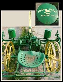Antique John Deere two row farm planter