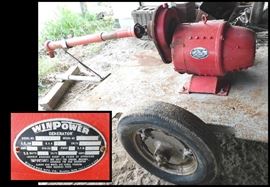 Winpower company generator mounted on trailer with PTO shaft, made in Newton Iowa
