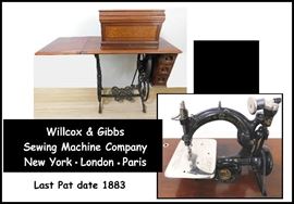 Willcox & Gibbs. Burled walnut case. Sewing machine 1883
