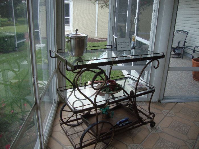 Tea Cart, metal & glass