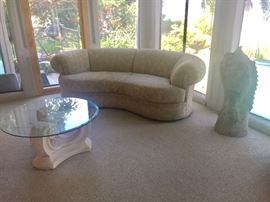 Love Seat, Beveled Glass Top Coffee Table, Fish Decor