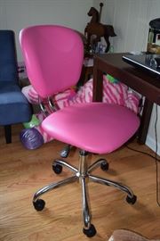 pink rolling desk chair