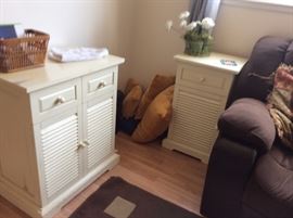 Shabby chic style white storage cabinets