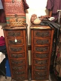 Matching jewelry chests and decorative baskets