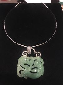 Sterling and Jade pendant on sterling chain