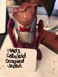 1940's Celluloid walking monkey toy; Occupied Japan