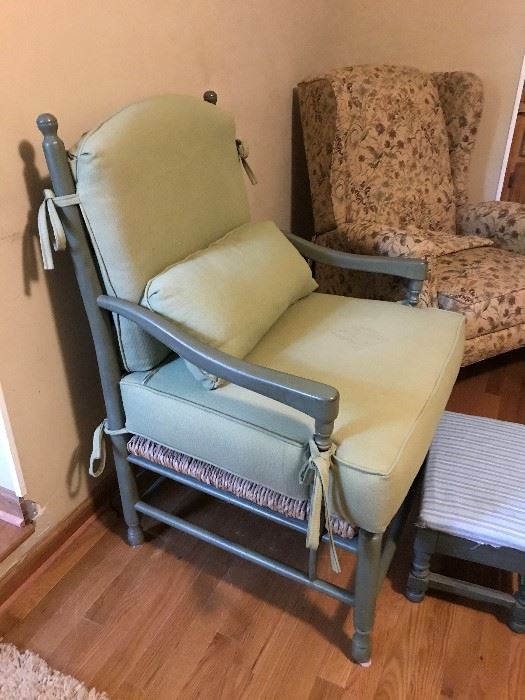 Rush Bottom Chair with custom cushions
