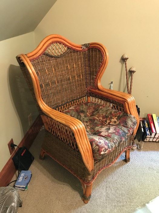 Wicker chair with cushion