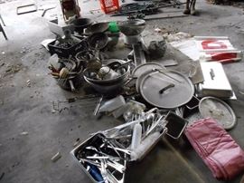 lots of stainless kitchenware