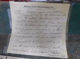 letter about carriage - in same family for 80+ years