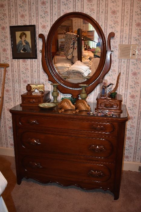 Solid Black Walnut Lillian Russell Mirrored Dresser