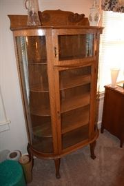 Antique Oak Curved Front China Cabinet
