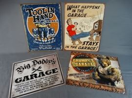 4 Metal Garage Signs