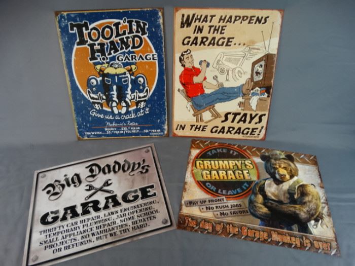 4 Metal Garage Signs