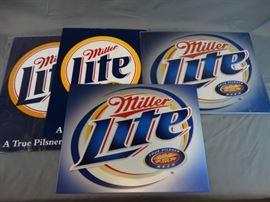 4 Miller Lite Tin Signs