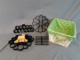 Black Velvet Accessory Hangars in Lined Basket