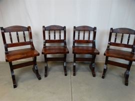 Heavy Rustic Pine Dining Chairs