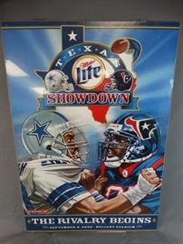 Large Glassed Poster Miller Lite, Cowboys, Texans