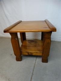 Rustic Heavy Wood End Table