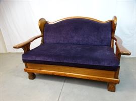 Rustic Heavy Wood Frame Upholstered Love Seater
