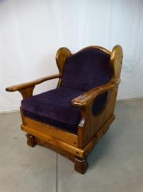 Rustic Heavy Wood Frame Upholstered Rocker