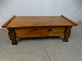 Rustic Heavy Wood Coffee Table with Storage