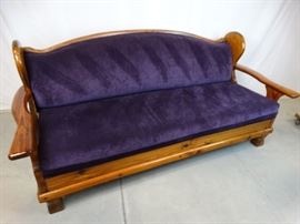 Rustic Heavy Wood Frame Upholstered Sofa