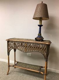 Natural wicker console table