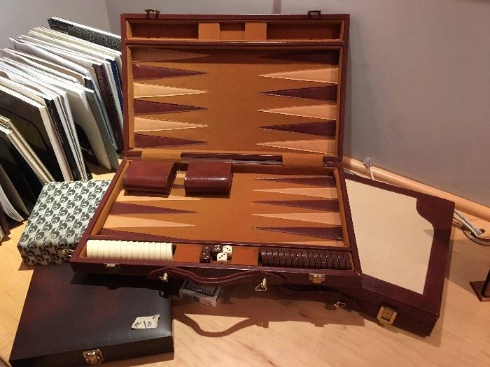 Backgammon sets in leather.