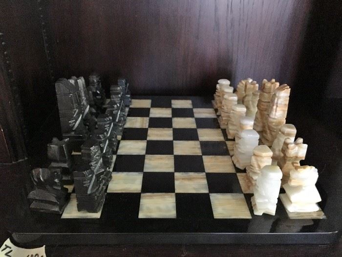 Onyx carved chess set.