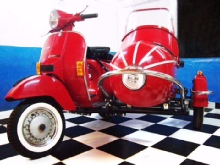 1978 Vespa PX 150 with Sidecar. All Italian parts. New engine, tires. Very good condition. 