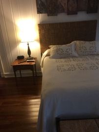 Wicker Queen Bed & Bedding