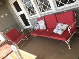 Patio Wrought Iron Sofa & Chair with Cushions