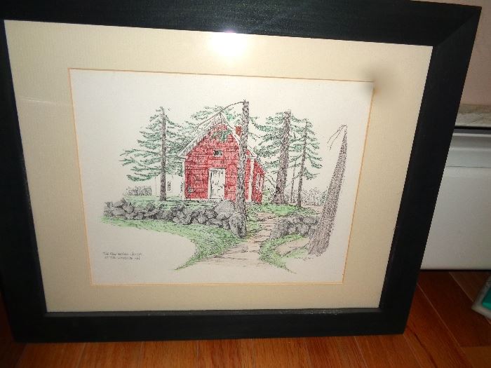 Signed art The little red barn