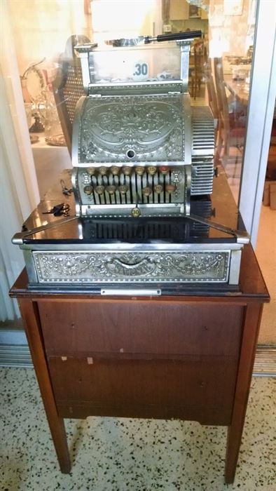 Antique nickel plated cash register from Holden's Pharmacy in Bunnell Fl.