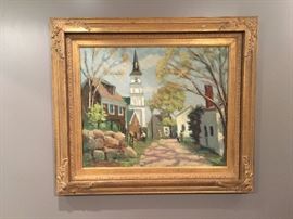 Tranquil New England life scene in beautiful frame. Statement sized piece