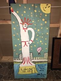 SOLD One of many Robyn "The Beaver" Beverland (deceased) paintings on plywood. 